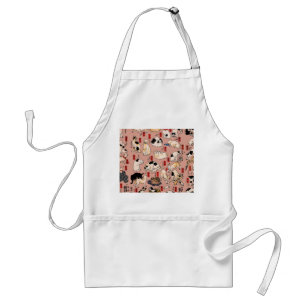 Vintage Japanese Ukiyo-e Cat Pattern: Kuniyoshi Standard Apron