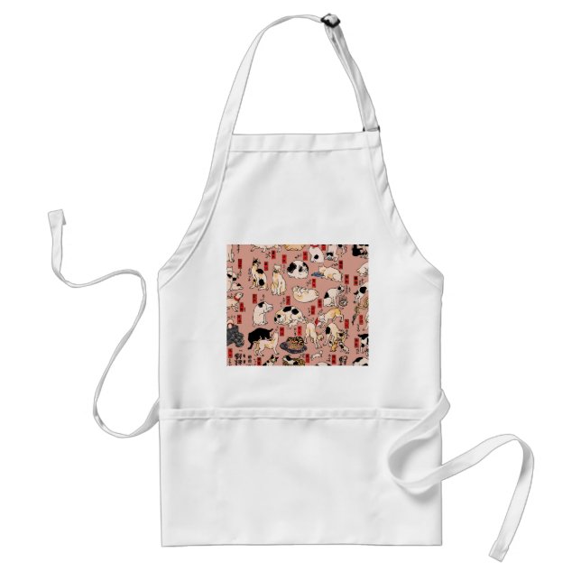 Vintage Japanese Ukiyo-e Cat Pattern: Kuniyoshi Standard Apron (Front)