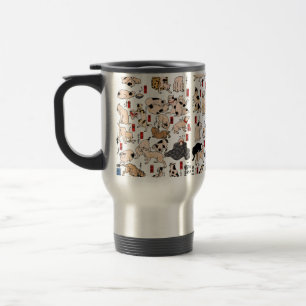 Vintage Japanese Ukiyo-e Cat Pattern: Kuniyoshi Travel Mug