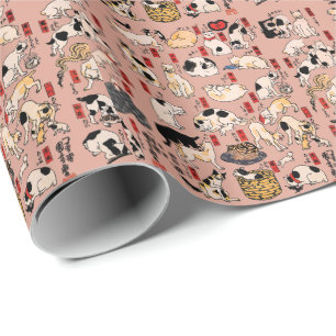 Vintage Japanese Ukiyo-e Cat Pattern: Kuniyoshi Wrapping Paper