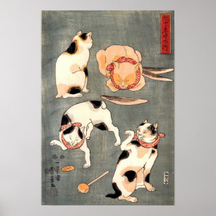 Vintage Japanese Ukiyo-e Cats by Utagawa Kuniyoshi Poster
