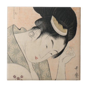 Vintage Japanese Ukiyo-e Woman Portrait I Tile