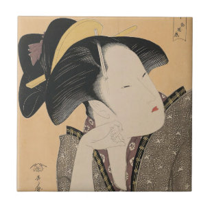 Vintage Japanese Ukiyo-e Woman Portrait IV Tile