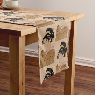 Vintage Japanese Ukiyo-e Woman Portrait V Short Table Runner