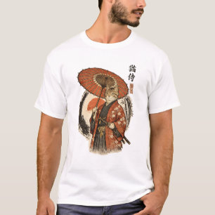 Vintage Japanese Ukiyo-e Woodblock Tabby Cat T-Shirt