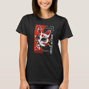 Vintage Japanese Urban Style Retro Masked Fox Oni T-Shirt