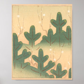 Vintage Japanese Wall Art Plants