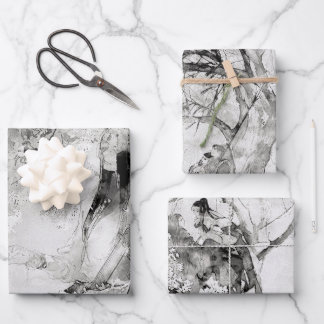 Vintage Japanese Watercolor Wrapping Paper Sheet