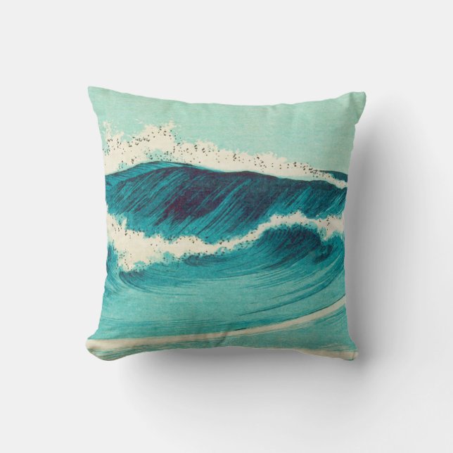 Vintage Japanese Wave Pillow (Front)
