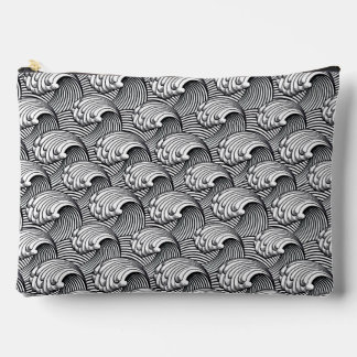 Vintage Japanese Waves, Black and White Accessory Pouch