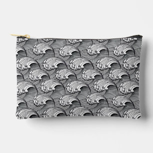 Vintage Japanese Waves, Black and White Accessory Pouch
