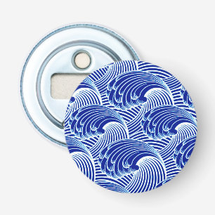 Vintage Japanese Waves, Cobalt Blue and White Bottle Opener