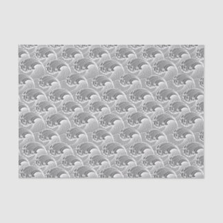 Vintage Japanese Waves, Grey / Grey and White Tissue Paper