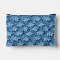 Vintage Japanese Waves, Navy and Sky Blue
