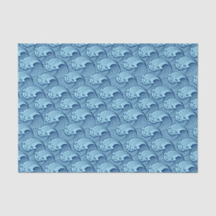 Vintage Japanese Waves, Navy and Sky Blue Tissue Paper