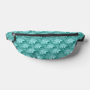 Vintage Japanese Waves, Turquoise and Aqua Bum Bags