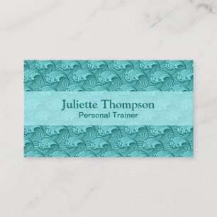 Vintage Japanese Waves, Turquoise and Aqua Business Card