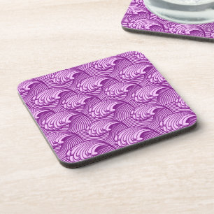 Vintage Japanese Waves, Twilight Purple and Lilac Coaster