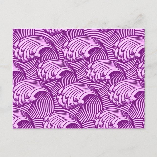 Vintage Japanese Waves, Twilight Purple and Lilac Postcard (Front)