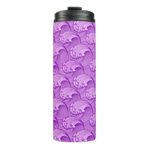 Vintage Japanese Waves, Twilight Purple and Lilac Thermal Tumbler