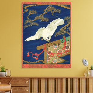 Vintage Japanese White Hawk Art G.A. Audsley Canvas Print