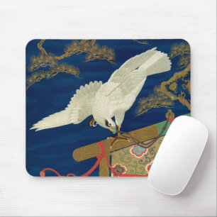 Vintage Japanese White Hawk Art G.A. Audsley Mouse Mat