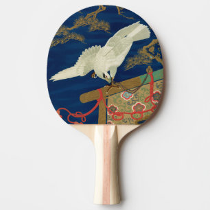 Vintage Japanese White Hawk Art G.A. Audsley Ping Pong Paddle