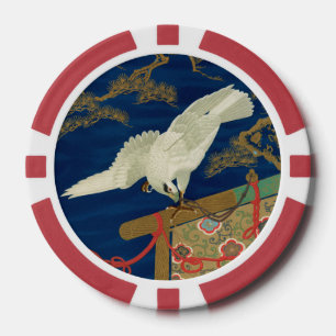 Vintage Japanese White Hawk Art G.A. Audsley Poker Chips