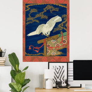 Vintage Japanese White Hawk Art G.A. Audsley Poster