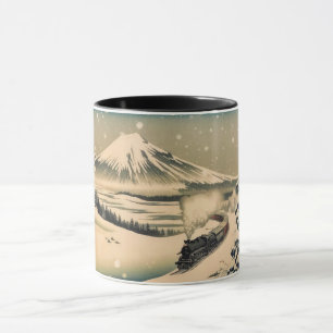 Vintage Japanese Winter Train Mug