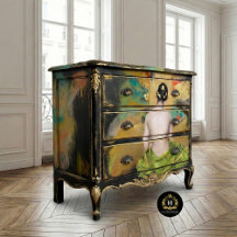 Vintage Japanese Woman Decoupage Furniture