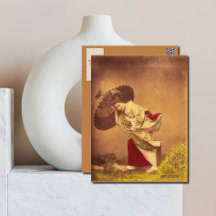 Vintage Japanese woman in the wind