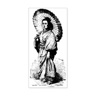 Vintage Japanese Women illustration Rubber Stamp