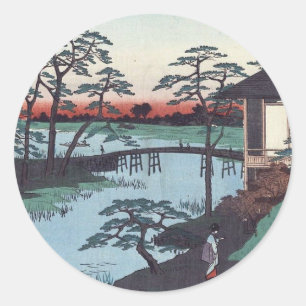 Vintage Japanese Woodblock Classic Round Sticker