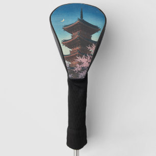 Vintage Japanese Woodblock Spring Evening Pagoda Golf Head Cover
