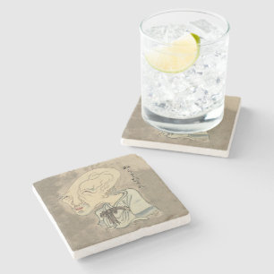 Vintage Japanese Yokai Nurarihyon Stone Coaster