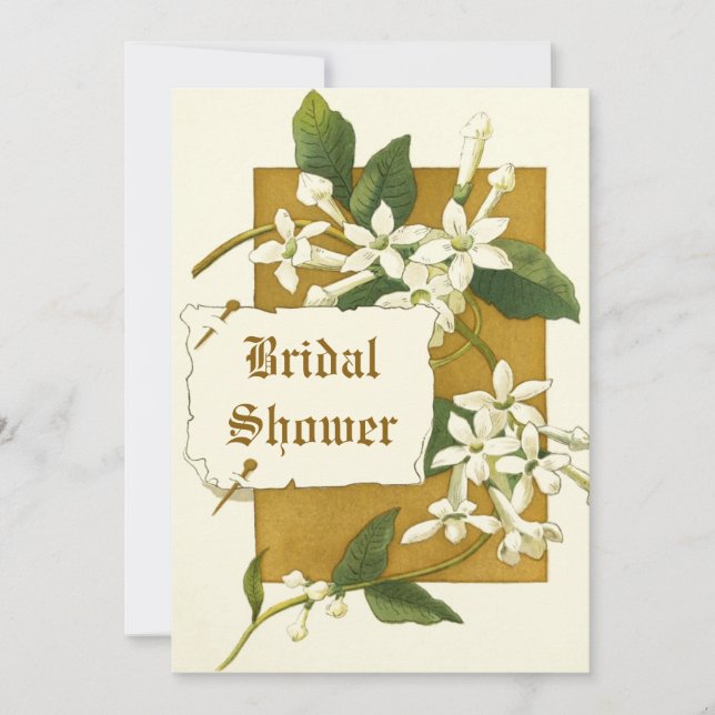 Vintage jasmine flowers wedding bridal shower invitation (Front)