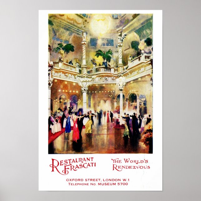 Vintage jazz age advertisement Restaurant Frascati Poster (Front)