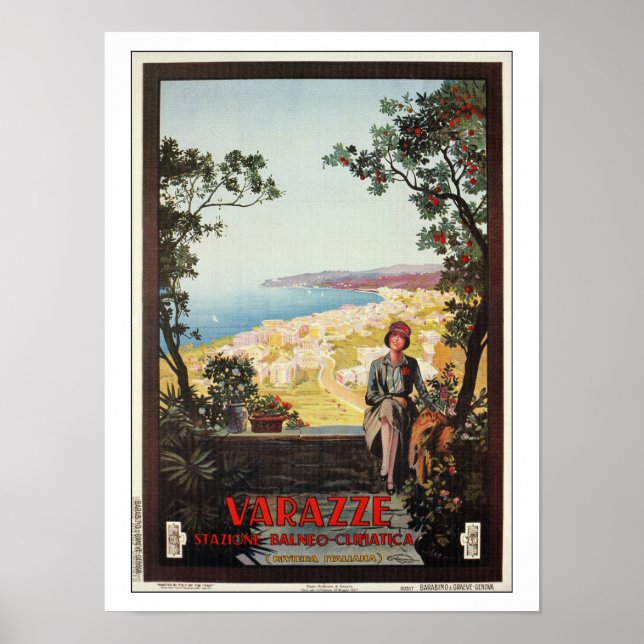 Vintage Jazz Age Varazze Italian travel poster (Front)