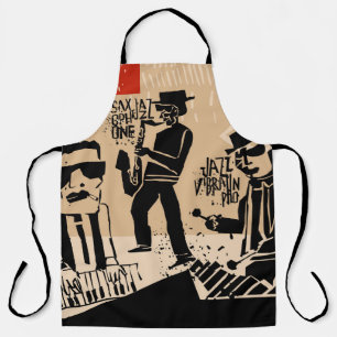 Vintage Jazz Band Poster: Cool Design Apron