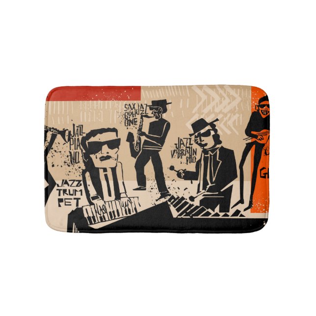 Vintage Jazz Band Poster: Cool Design Bath Mat (Front)