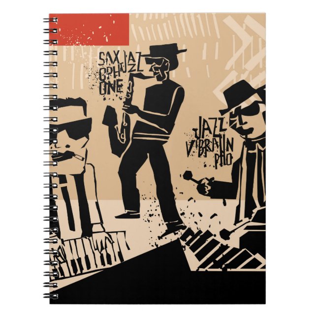 Vintage Jazz Band Poster: Cool Design Notebook (Front)