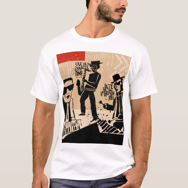 Vintage Jazz Band Poster: Cool Design T-Shirt (Front)