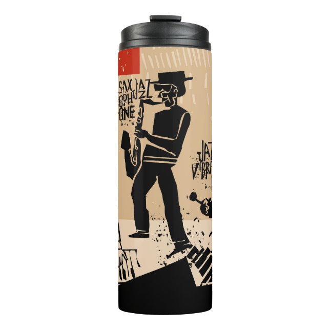 Vintage Jazz Band Poster: Cool Design Thermal Tumbler (Front)