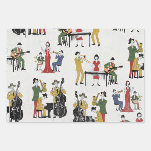 Vintage Jazz Band Wrapping Paper Sheet