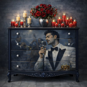 Vintage Jazz Crooner Nightclub Portrait Decoupage Tissue Paper