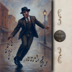Vintage Jazz Dancer Street Scene Decoupage Tissue Paper