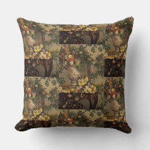 Vintage Jean Frederic Bazille Flowers Cushion