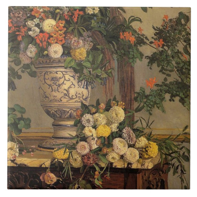 Vintage Jean Frederic Bazille Flowers Tile (Front)