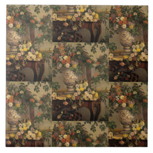 Vintage Jean Frederic Bazille Flowers Tile